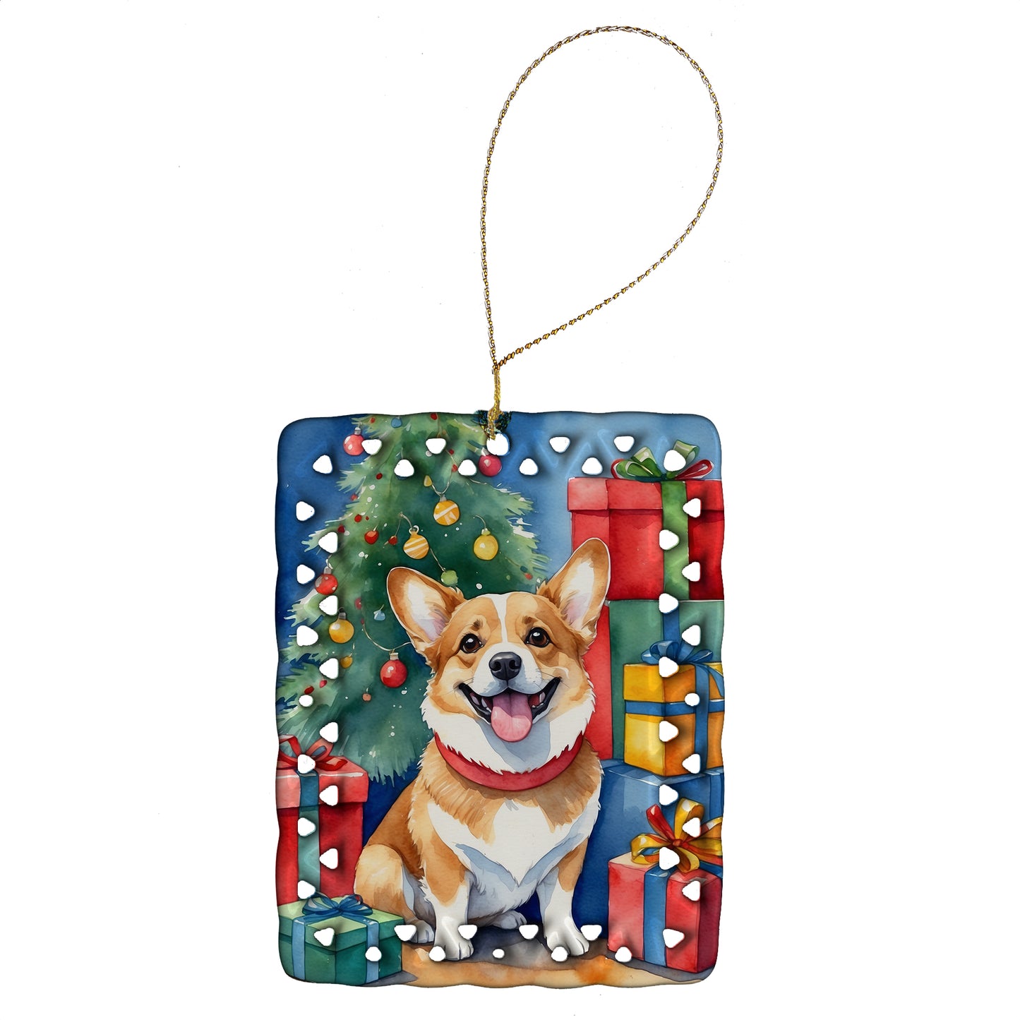 Buy this Corgi Christmas Reindeer Porcelain Ornament