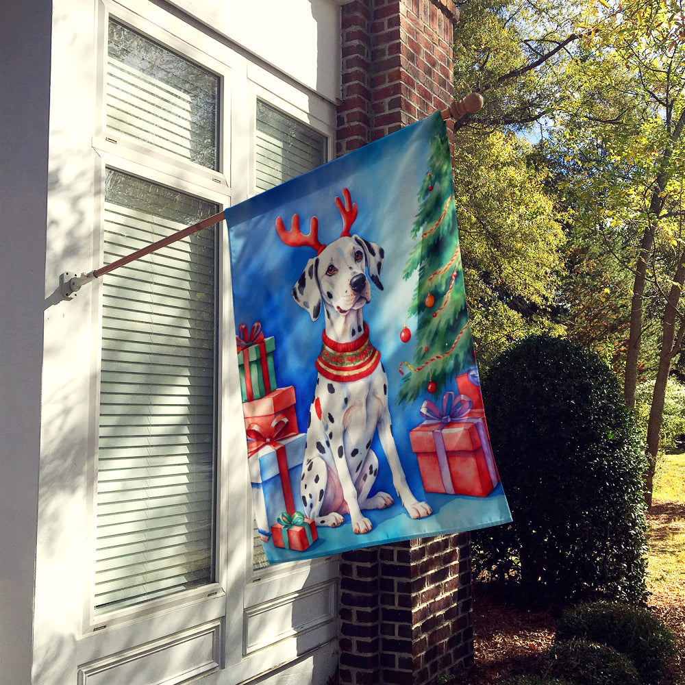 Dalmatian Christmas Reindeer House Flag