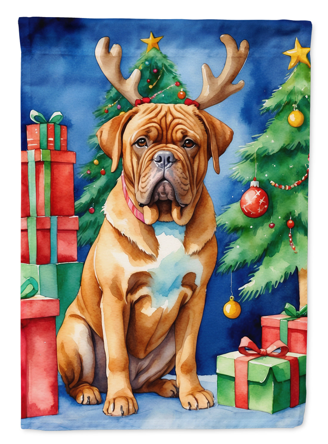 Buy this Dogue de Bordeaux Christmas Reindeer House Flag