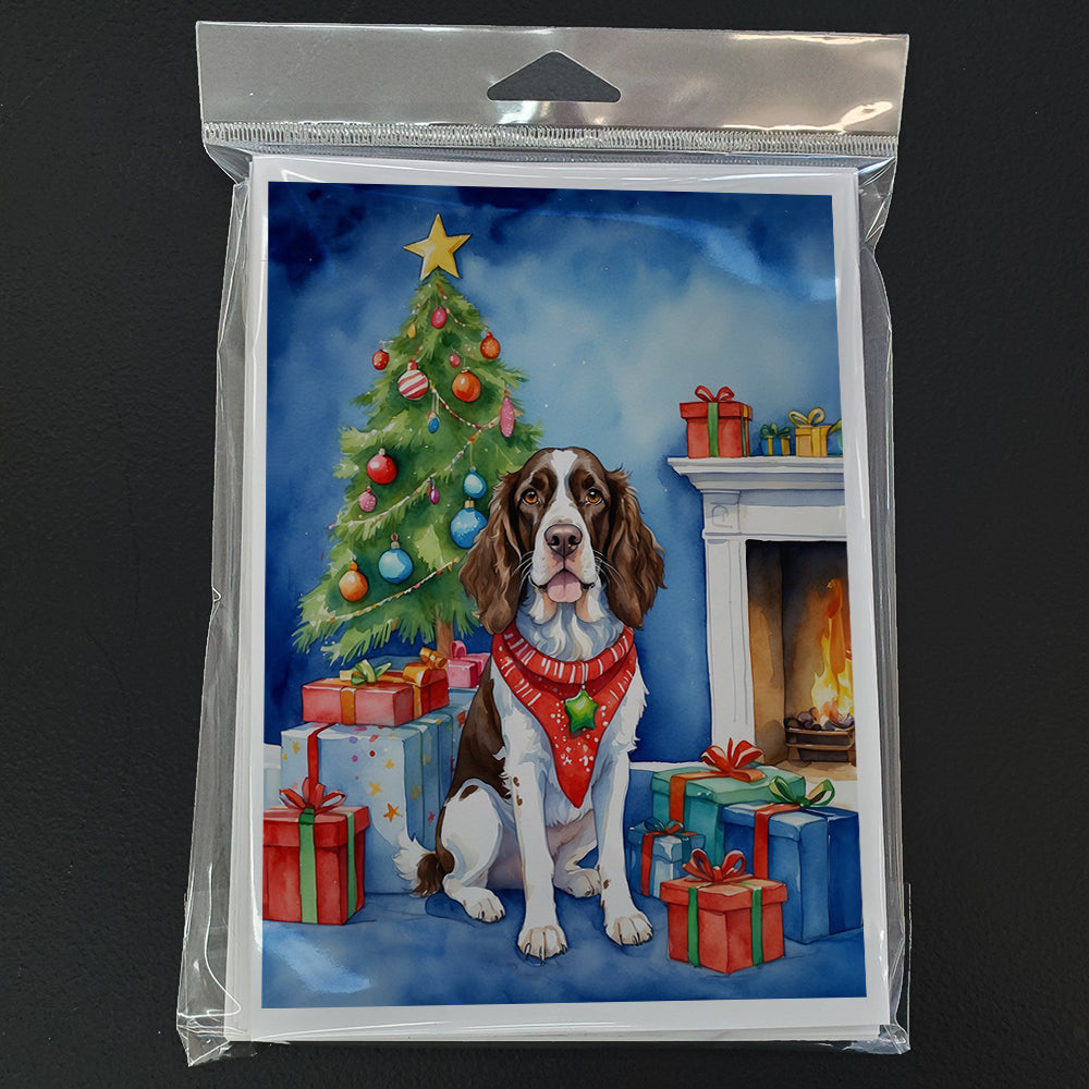 English Springer Spaniel Christmas Reindeer Greeting Cards Pack of 8