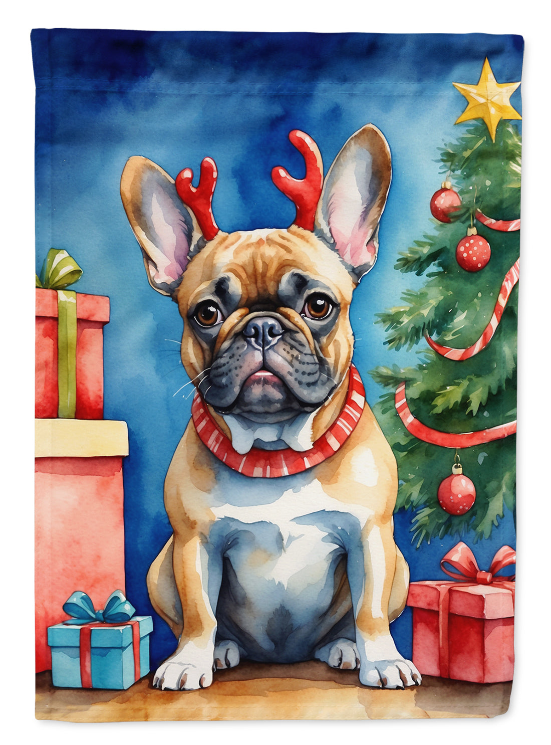 Buy this French Bulldog Christmas Reindeer House Flag