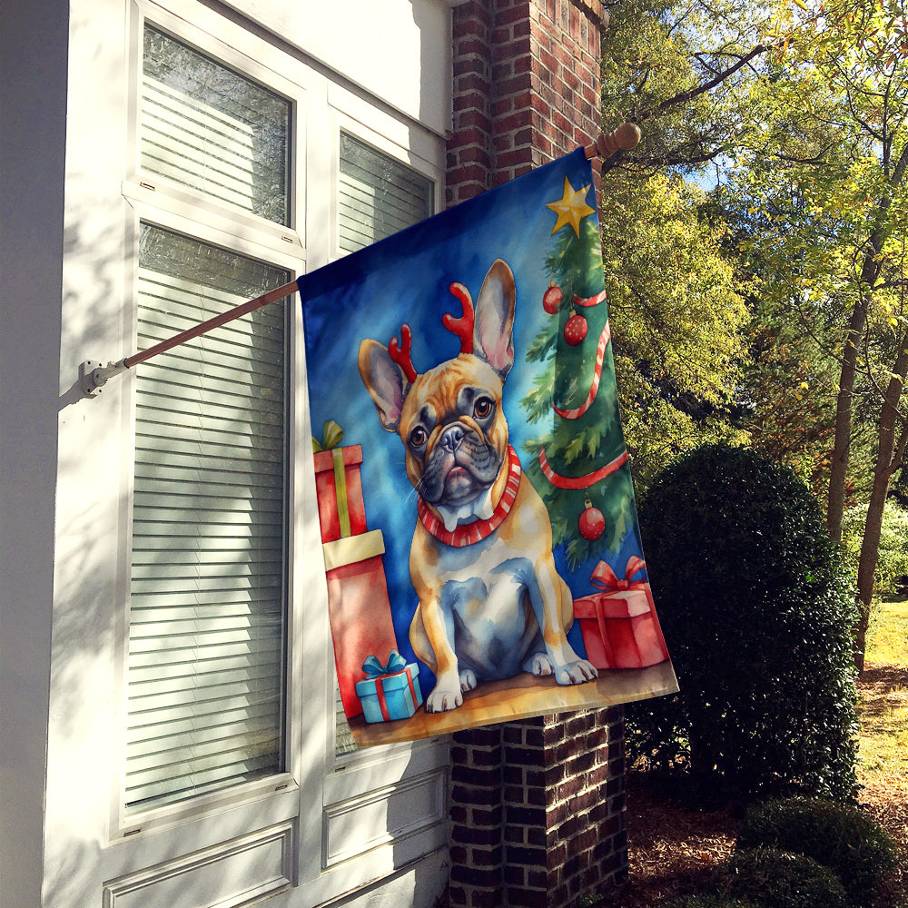 French Bulldog Christmas Reindeer House Flag