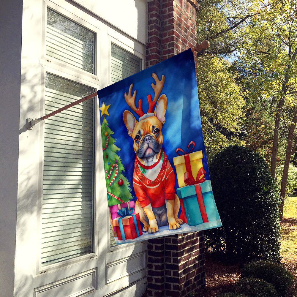 French Bulldog Christmas Reindeer House Flag