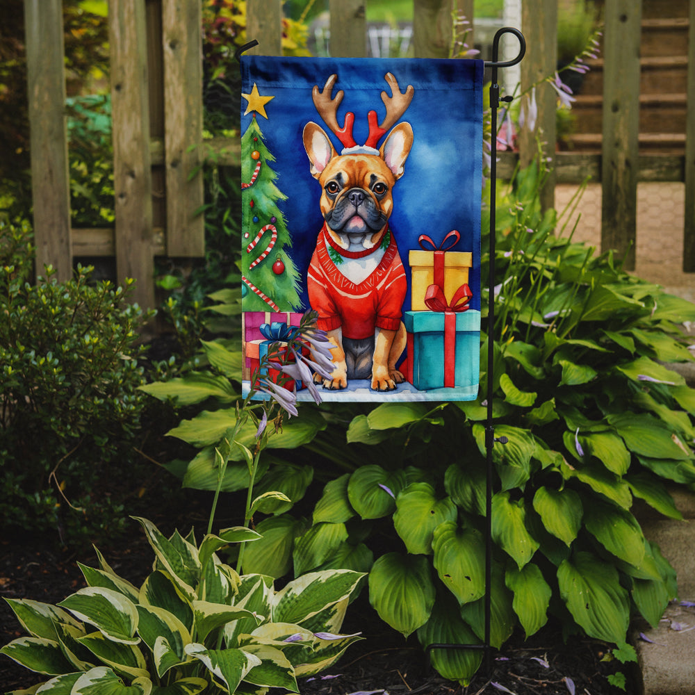 French Bulldog Christmas Reindeer Garden Flag