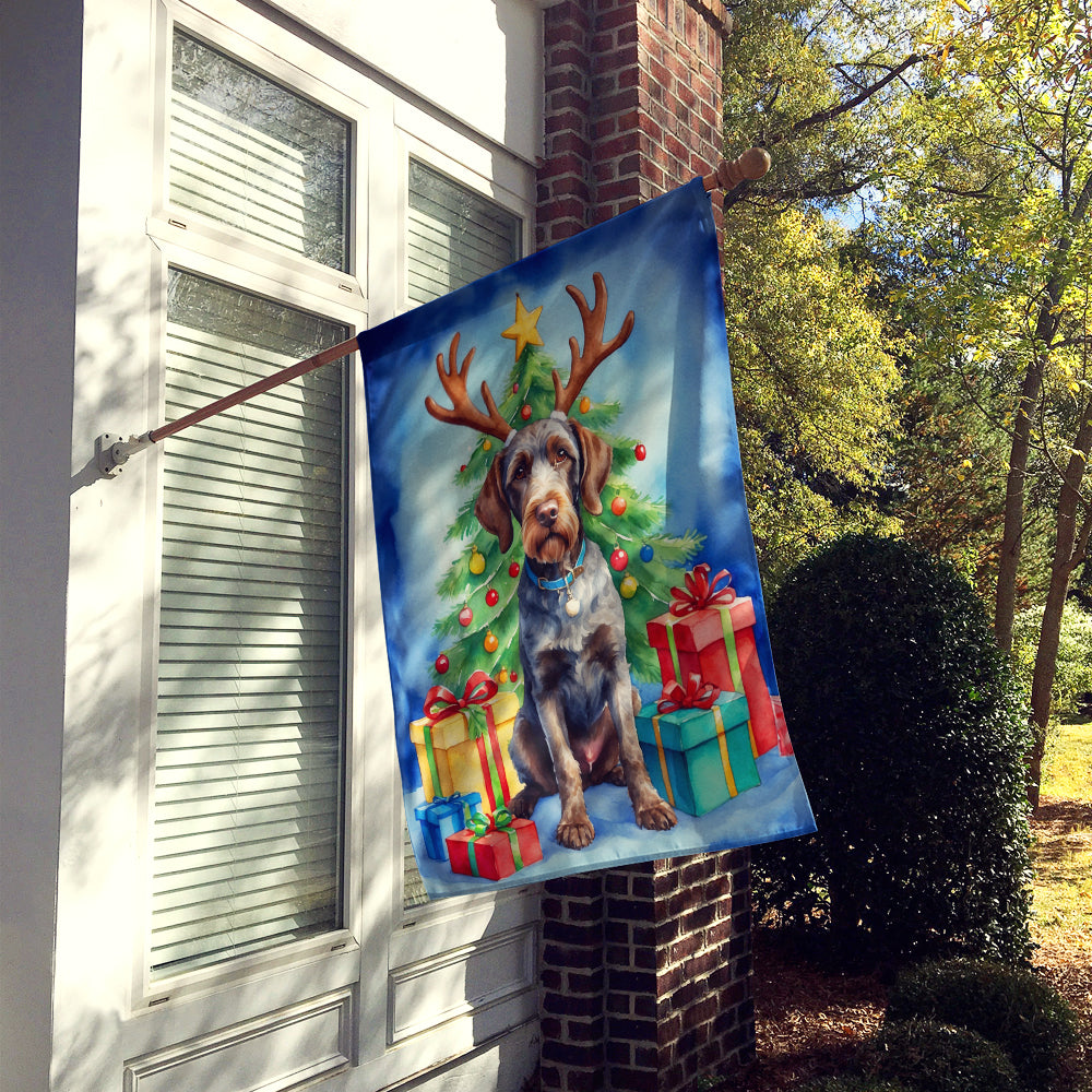 German Wirehaired Pointer Christmas Reindeer House Flag