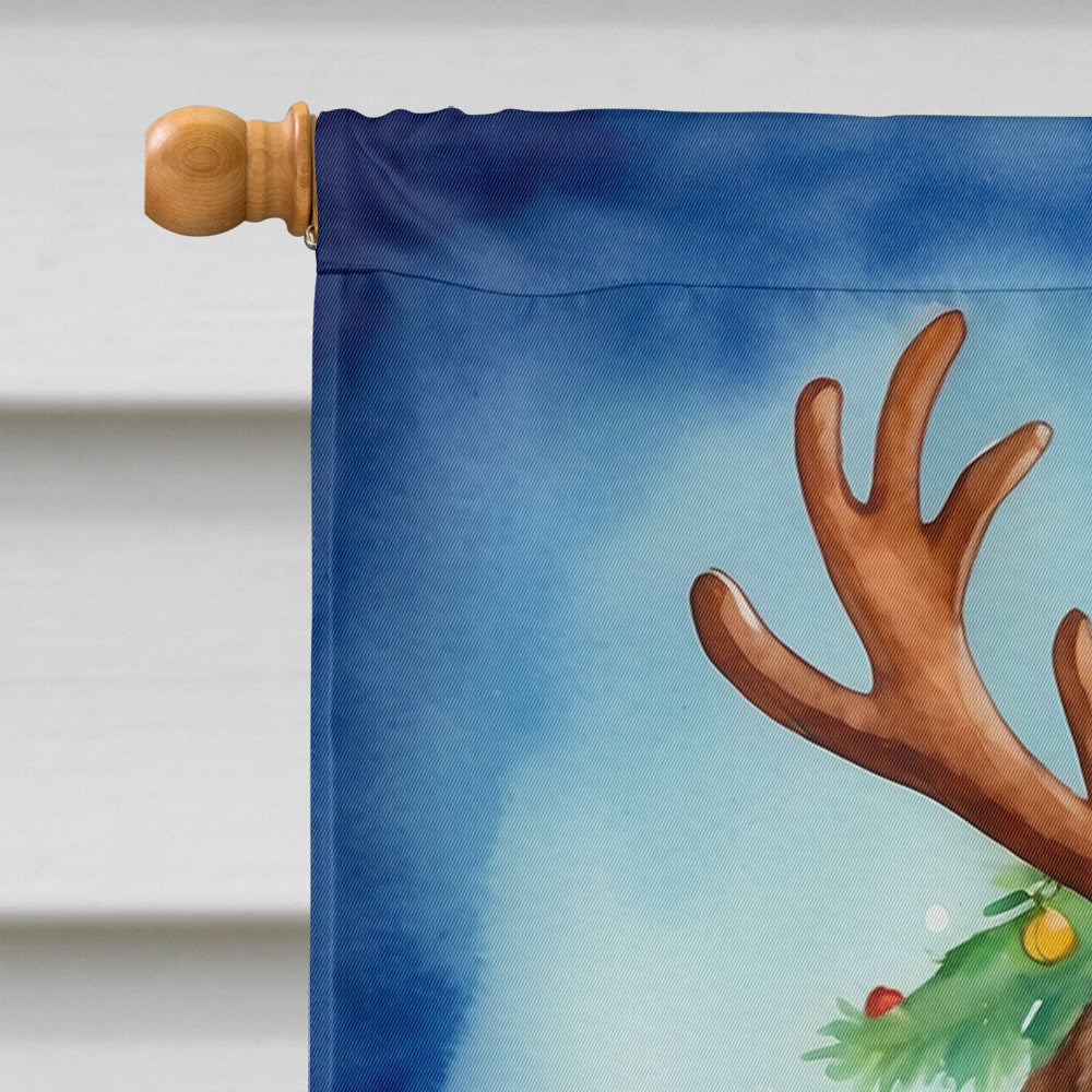 German Wirehaired Pointer Christmas Reindeer House Flag