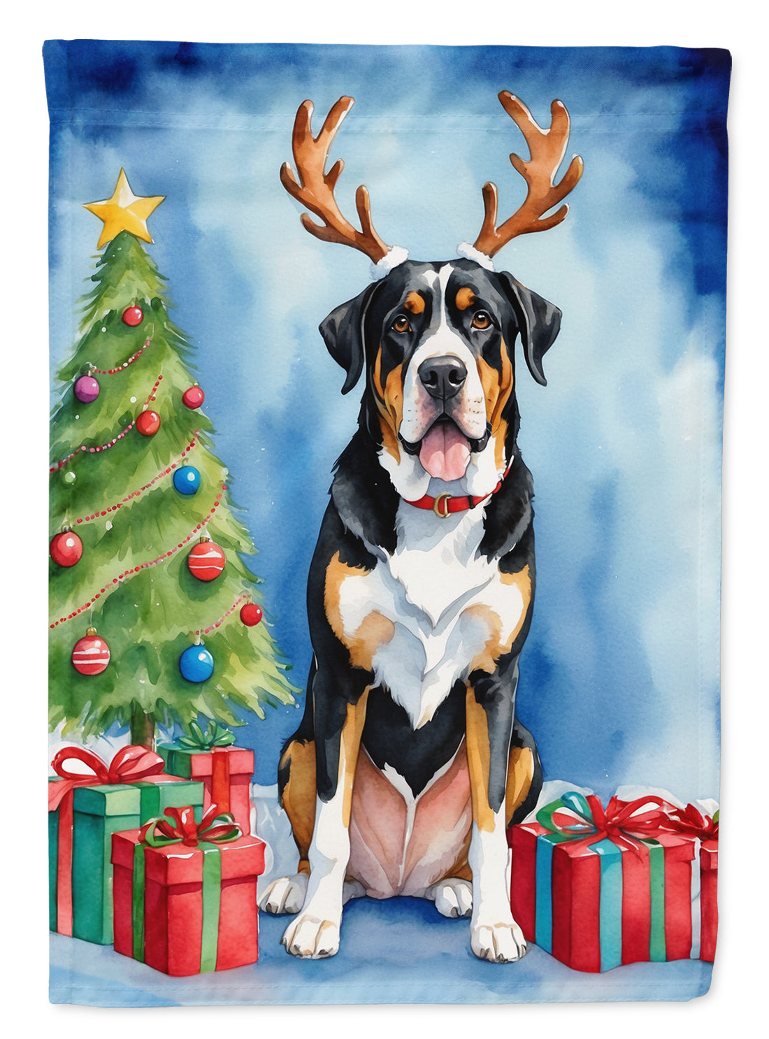 Buy this Greater Swiss Mountain Dog Christmas Reindeer Garden Flag