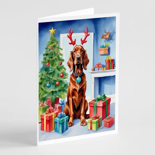 Buy this Irish Setter Christmas Reindeer Greeting Cards Pack of 8