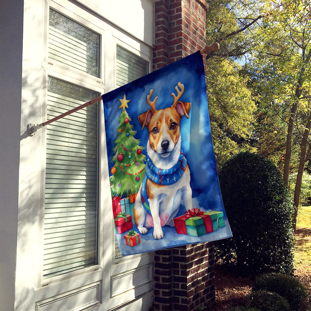 Jack Russell Terrier Christmas Reindeer House Flag