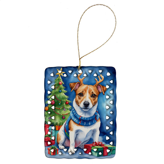 Buy this Jack Russell Terrier Christmas Reindeer Porcelain Ornament