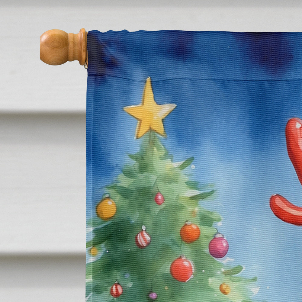 Keeshond Christmas Reindeer House Flag