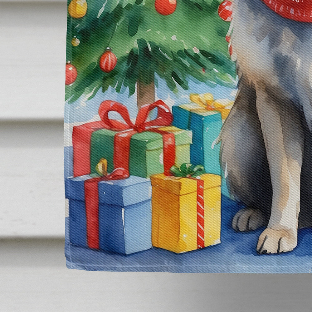 Keeshond Christmas Reindeer House Flag