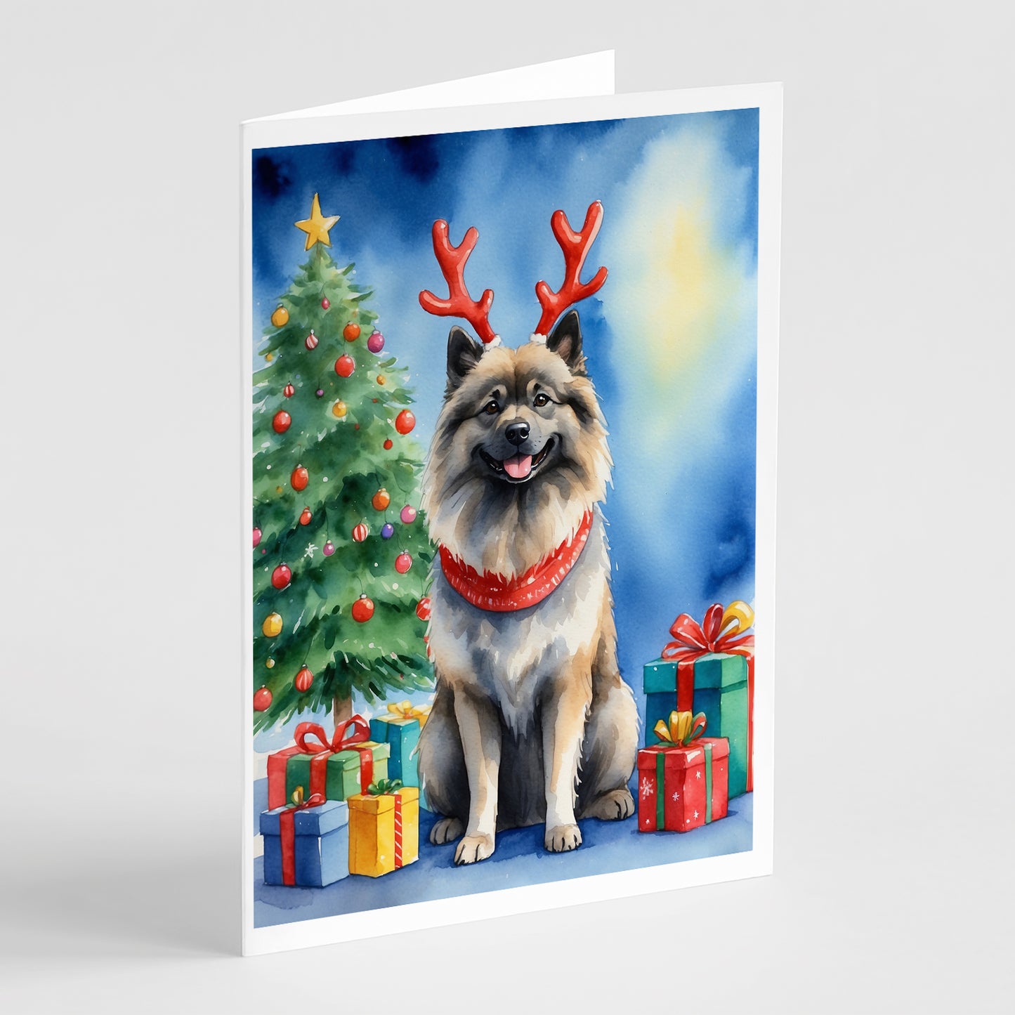 Buy this Keeshond Christmas Reindeer Greeting Cards Pack of 8