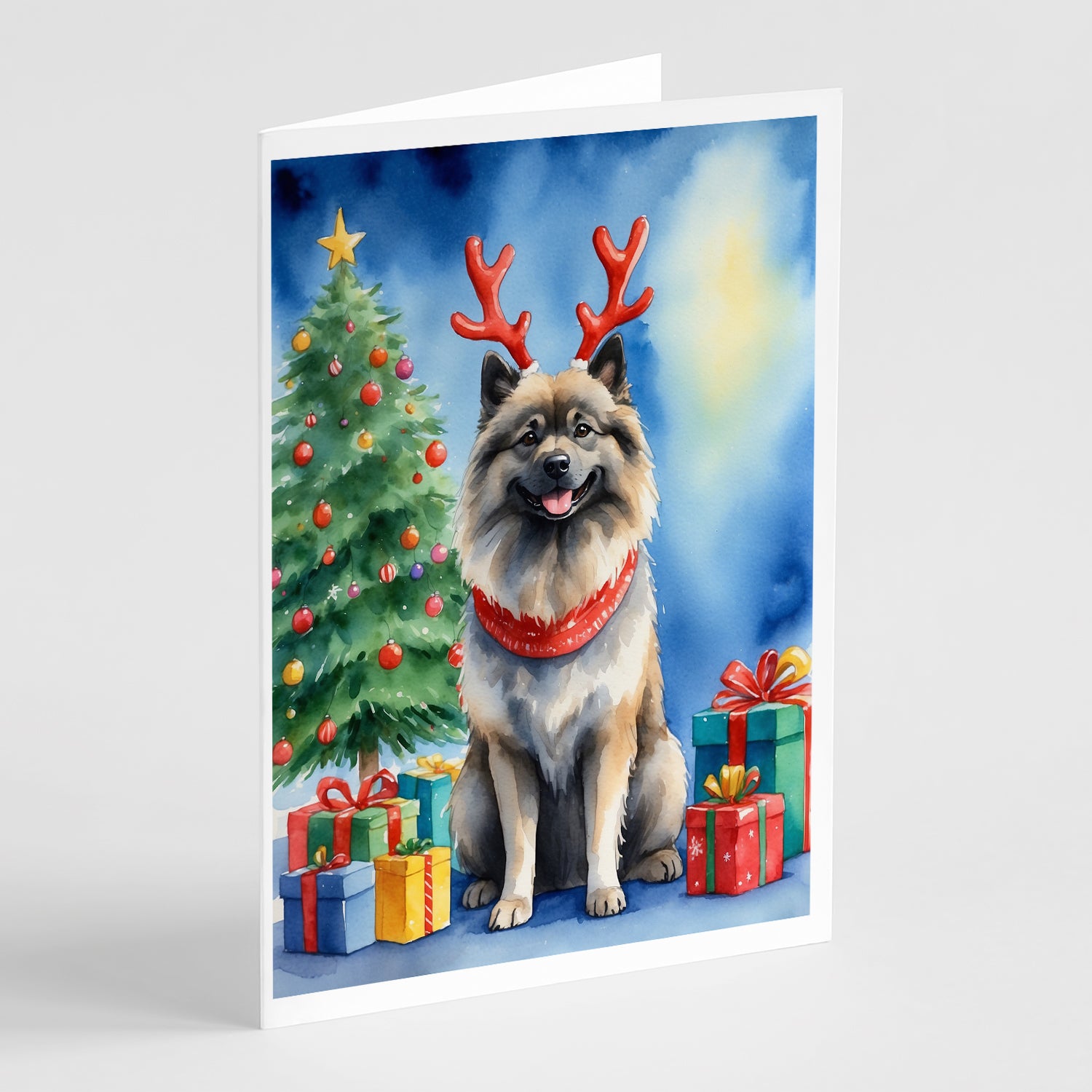 Buy this Keeshond Christmas Reindeer Greeting Cards Pack of 8