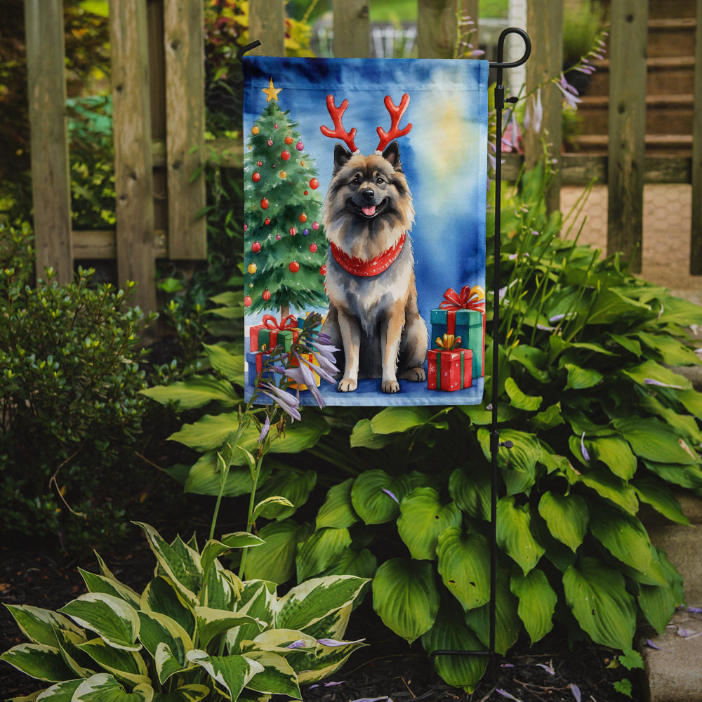 Keeshond Christmas Reindeer Garden Flag