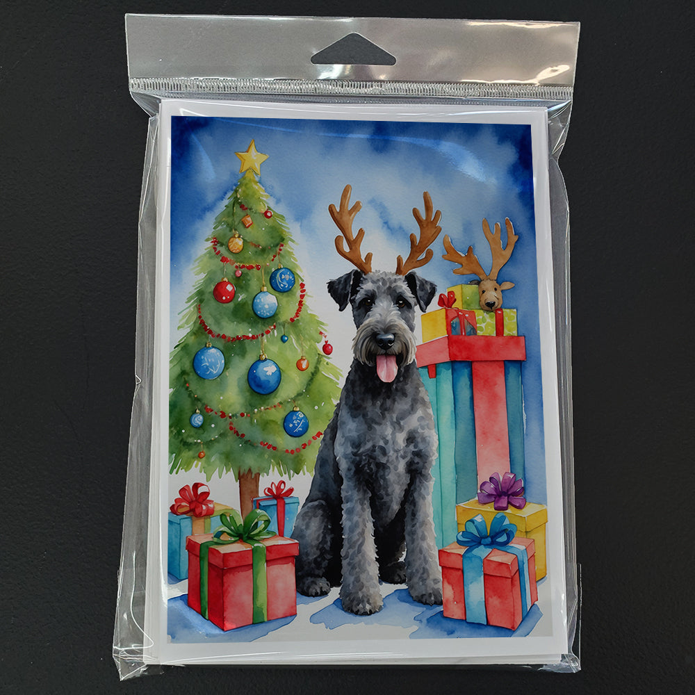 Kerry Blue Terrier Christmas Reindeer Greeting Cards Pack of 8