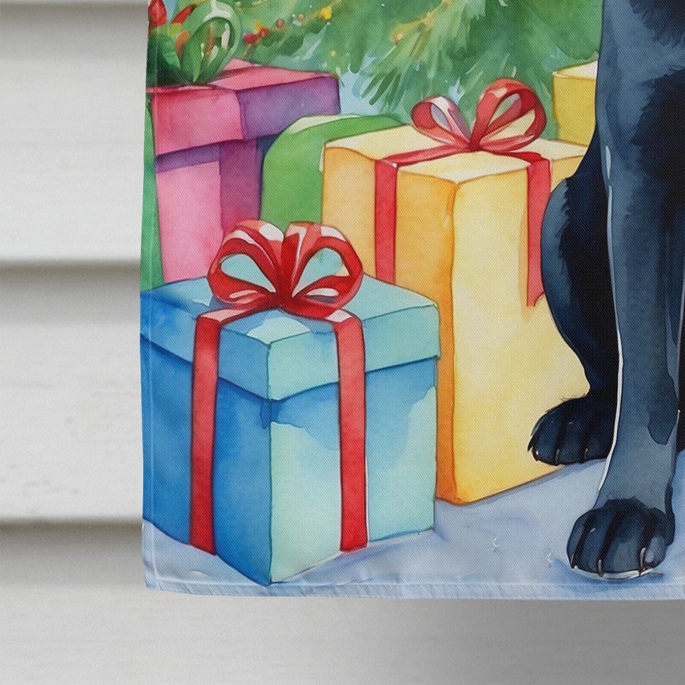 Black Labrador Retriever Christmas Reindeer House Flag