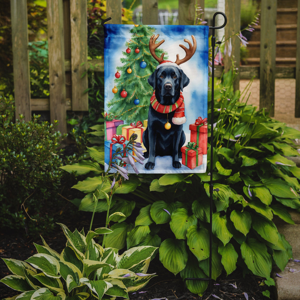 Black Labrador Retriever Christmas Reindeer Garden Flag