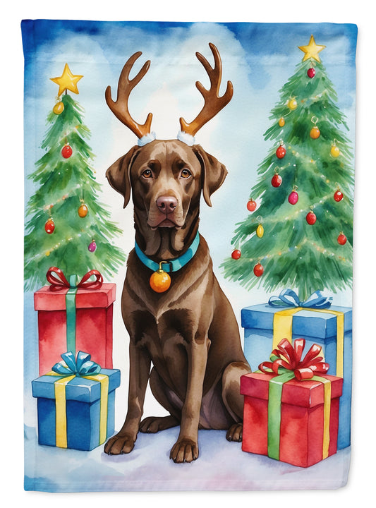 Buy this Chocolate Labrador Retriever Christmas Reindeer Garden Flag