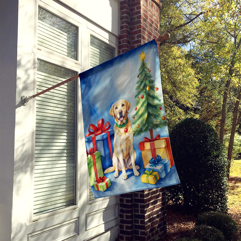 Yellow Labrador Retriever Christmas Reindeer House Flag