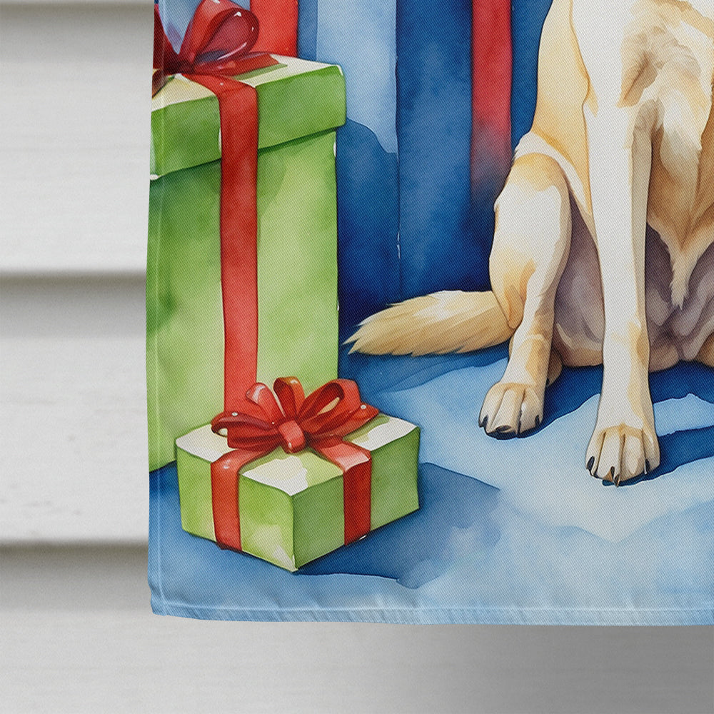 Yellow Labrador Retriever Christmas Reindeer House Flag