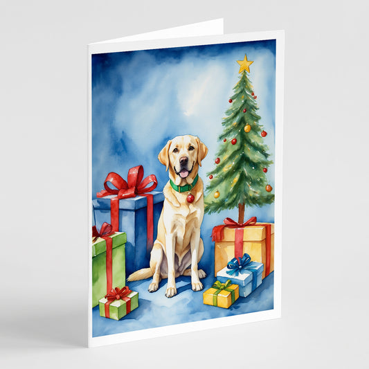 Buy this Yellow Labrador Retriever Christmas Reindeer Greeting Cards Pack of 8