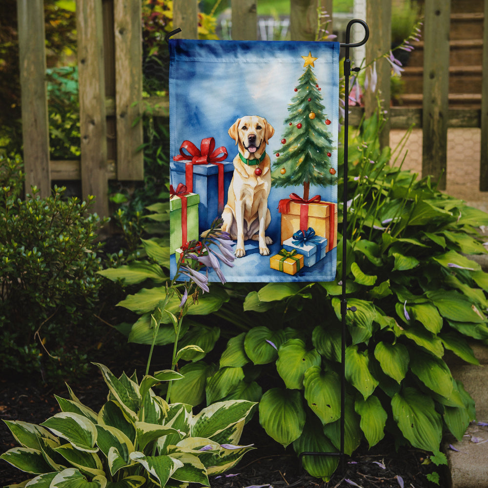 Yellow Labrador Retriever Christmas Reindeer Garden Flag