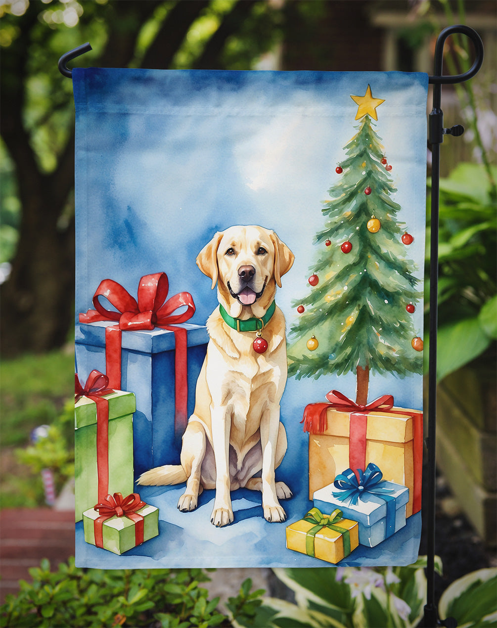 Yellow Labrador Retriever Christmas Reindeer Garden Flag