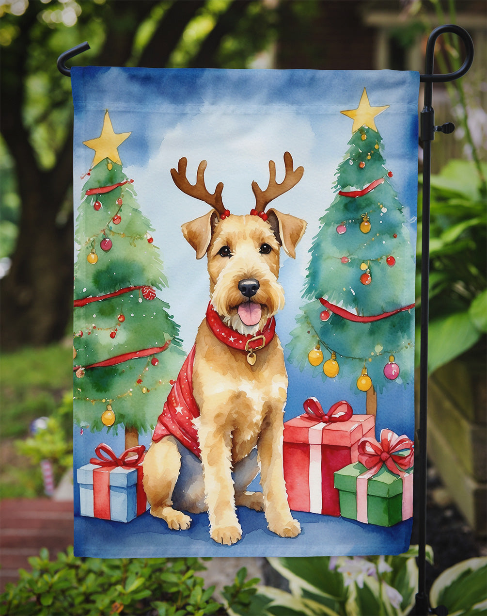 Lakeland Terrier Christmas Reindeer Garden Flag