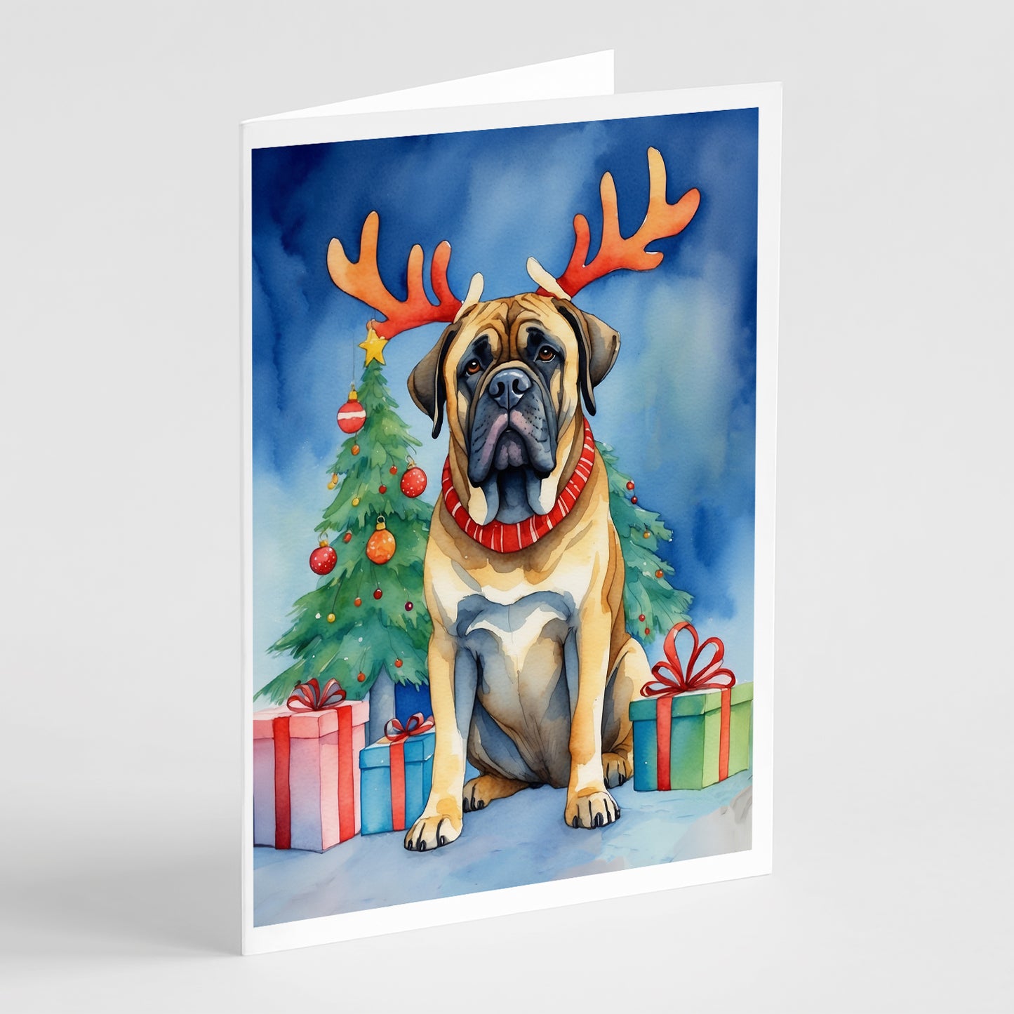 Buy this Mastiff Christmas Reindeer Greeting Cards Pack of 8