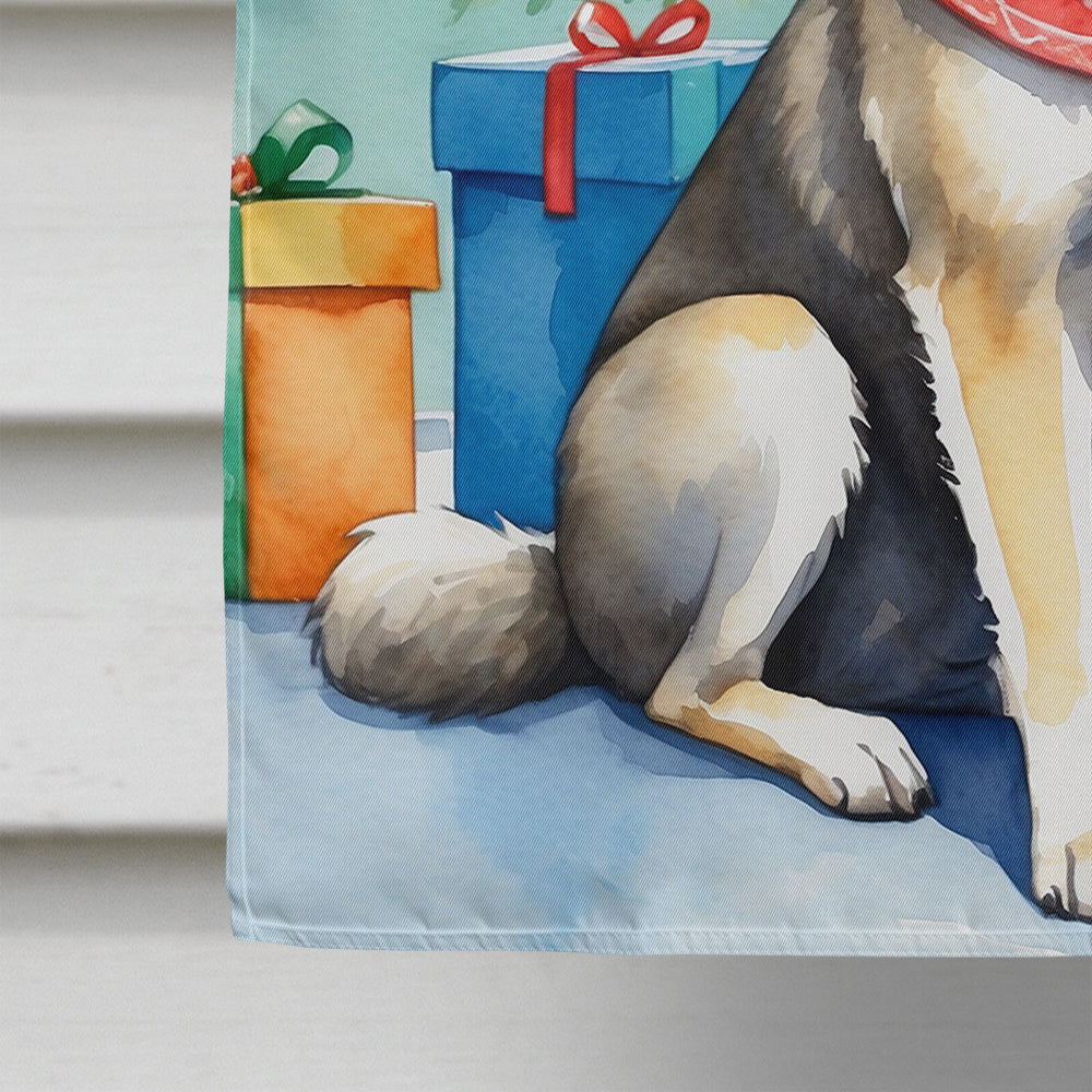 Norwegian Elkhound Christmas Reindeer House Flag