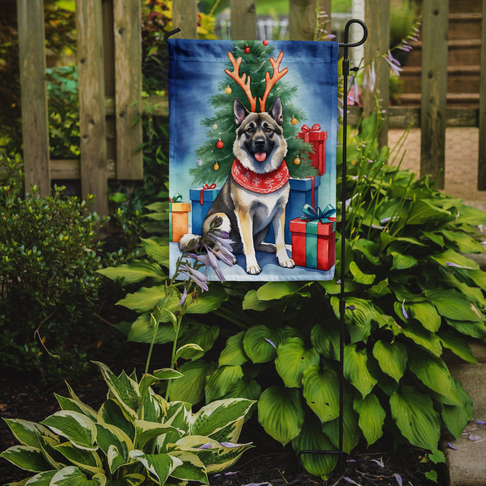 Norwegian Elkhound Christmas Reindeer Garden Flag