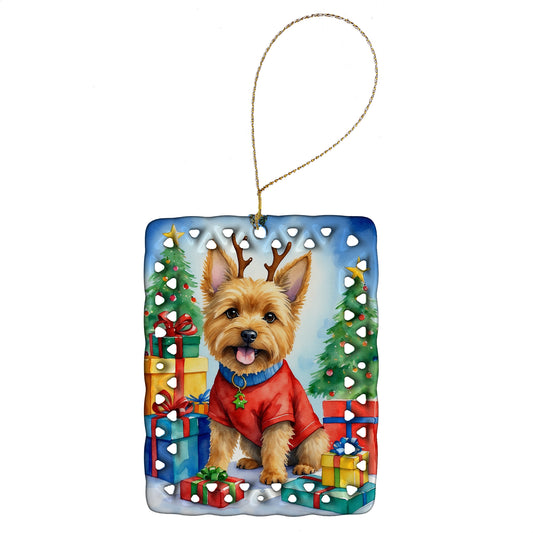 Buy this Norwich Terrier Christmas Reindeer Porcelain Ornament