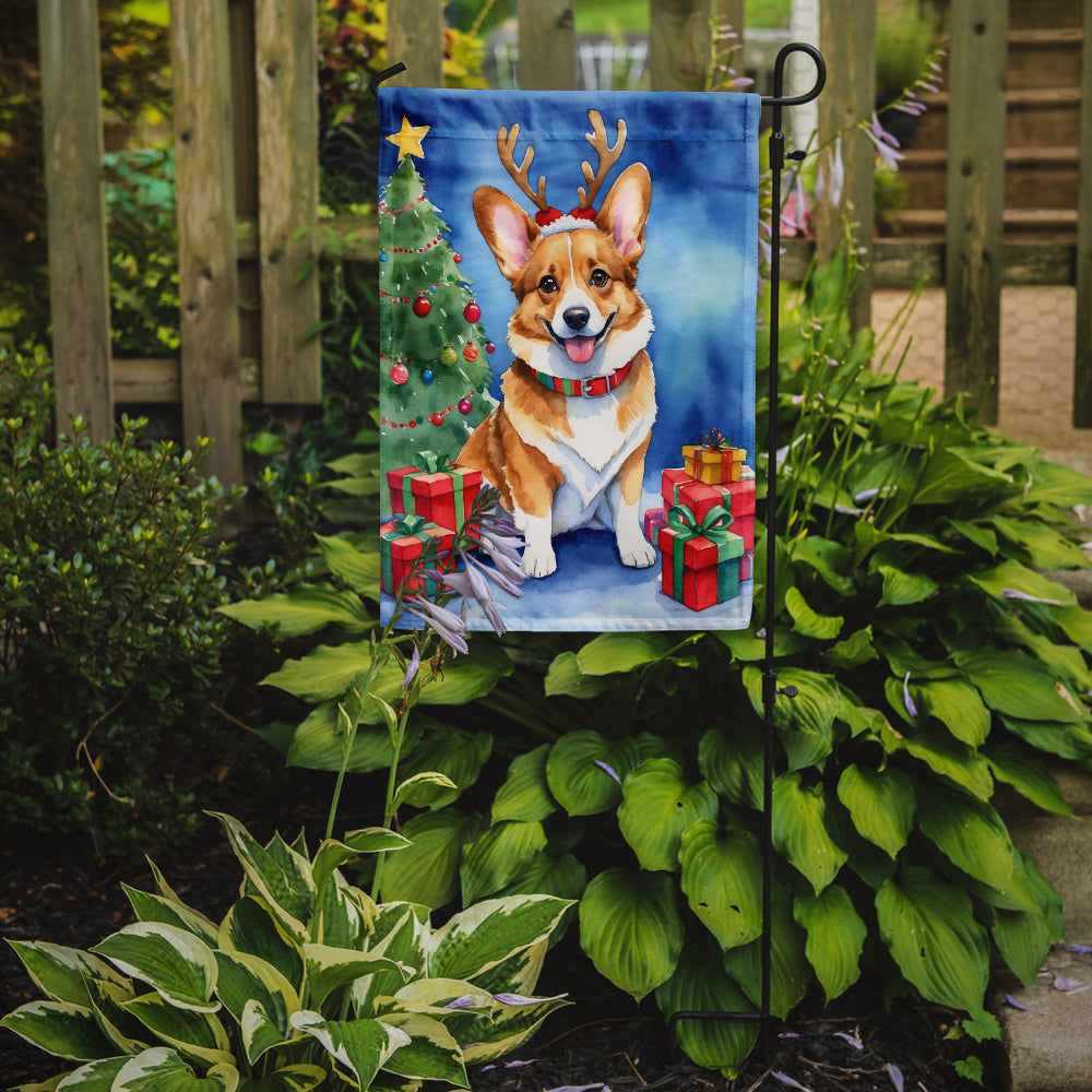 Corgi Christmas Reindeer Garden Flag