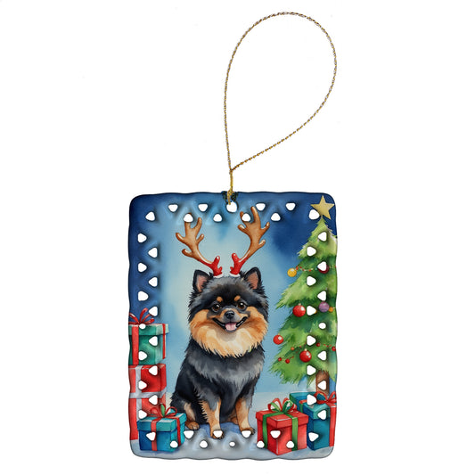 Buy this Pomeranian Christmas Reindeer Porcelain Ornament