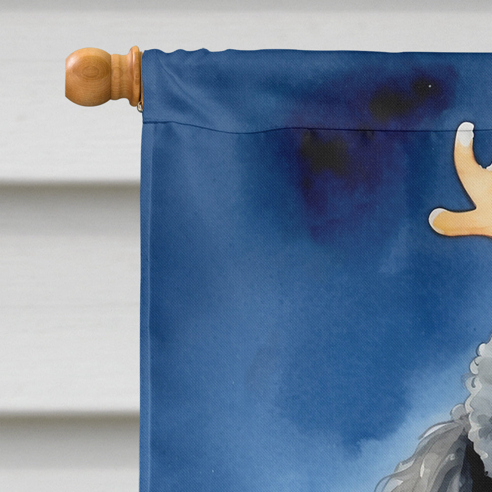 Black Standard Poodle Christmas Reindeer House Flag