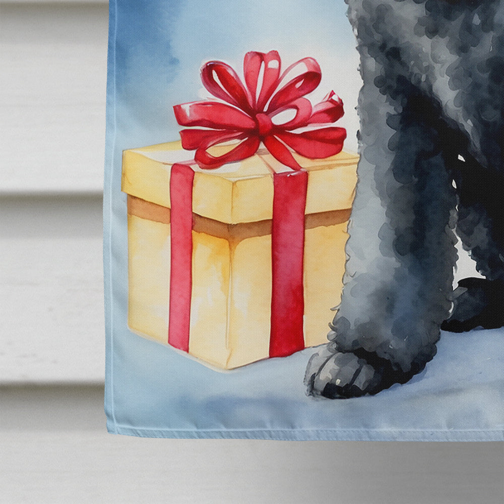 Black Standard Poodle Christmas Reindeer House Flag