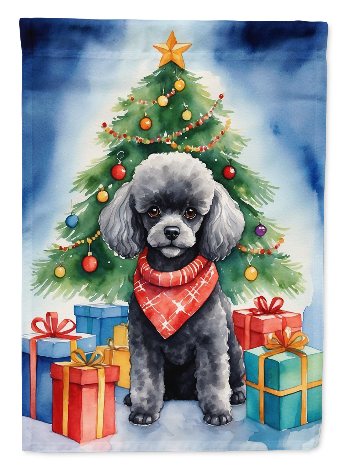 Buy this Black Toy Poodle Christmas Reindeer House Flag