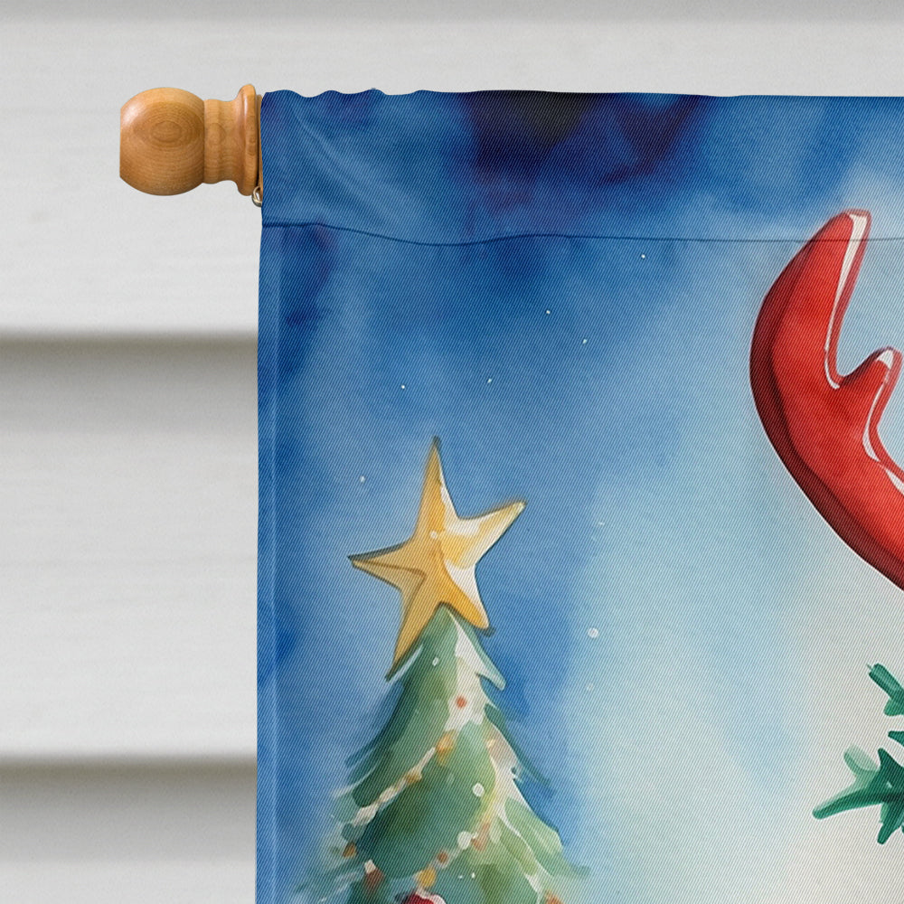 Chocolate Standard Poodle Christmas Reindeer House Flag