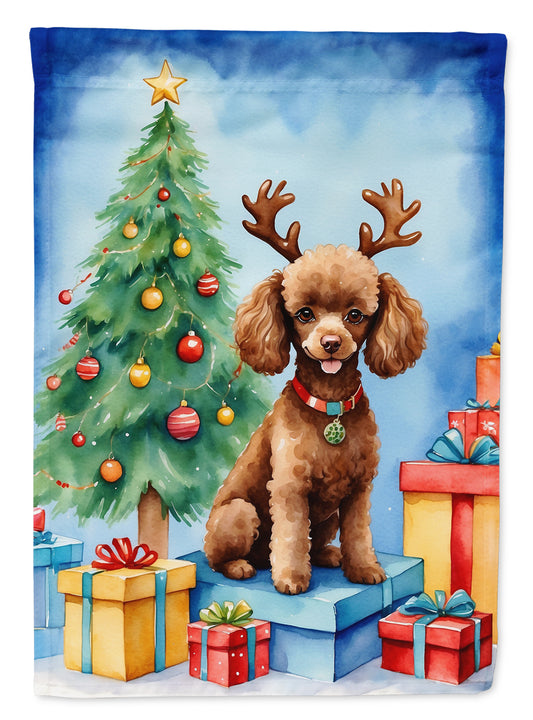 Buy this Chocolate Toy Poodle Christmas Reindeer Garden Flag