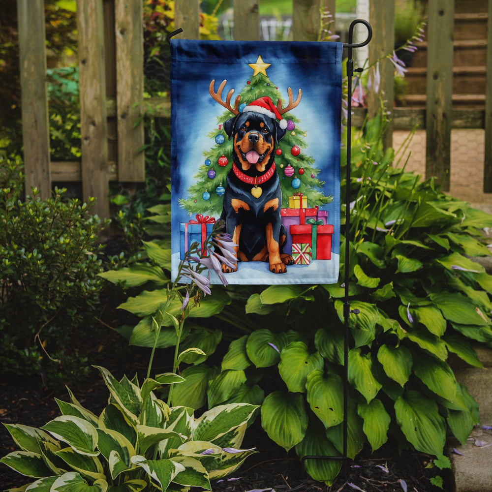 Rottweiler Christmas Reindeer Garden Flag