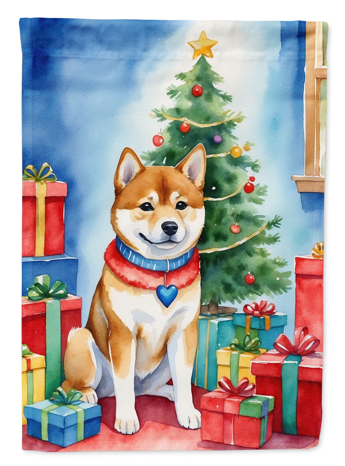 Buy this Shiba Inu Christmas Reindeer House Flag