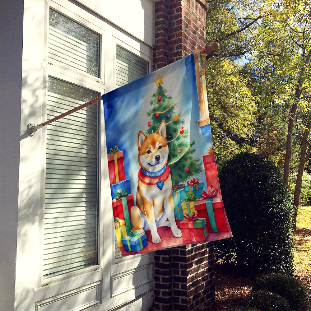 Shiba Inu Christmas Reindeer House Flag