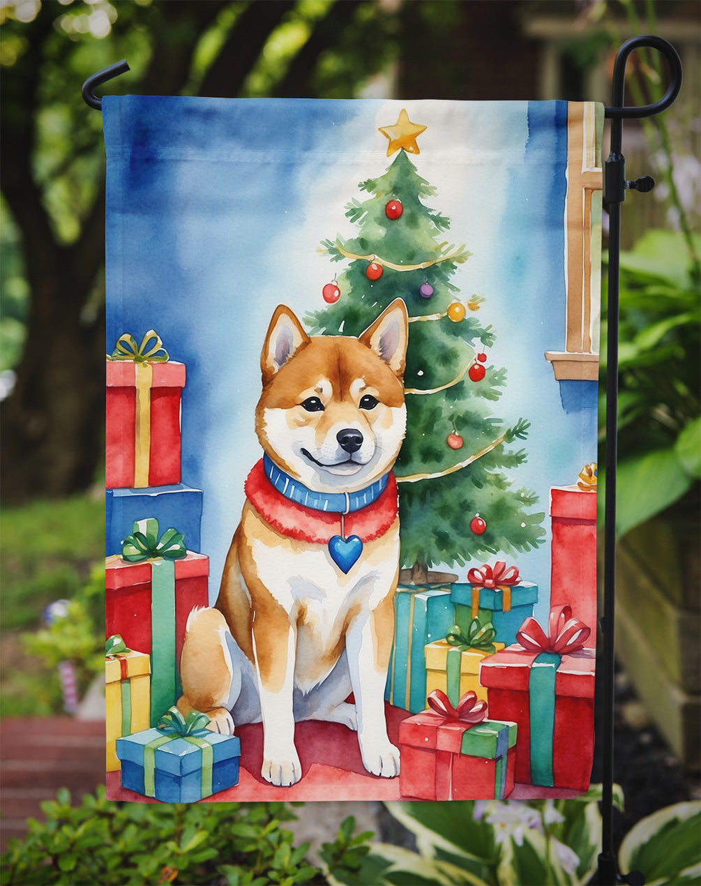 Shiba Inu Christmas Reindeer Garden Flag