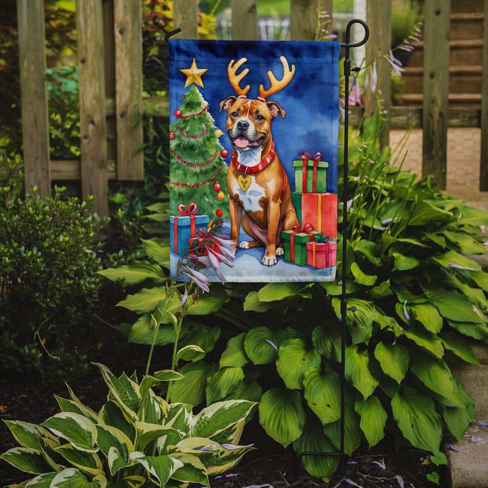 Staffordshire Bull Terrier Christmas Reindeer Garden Flag