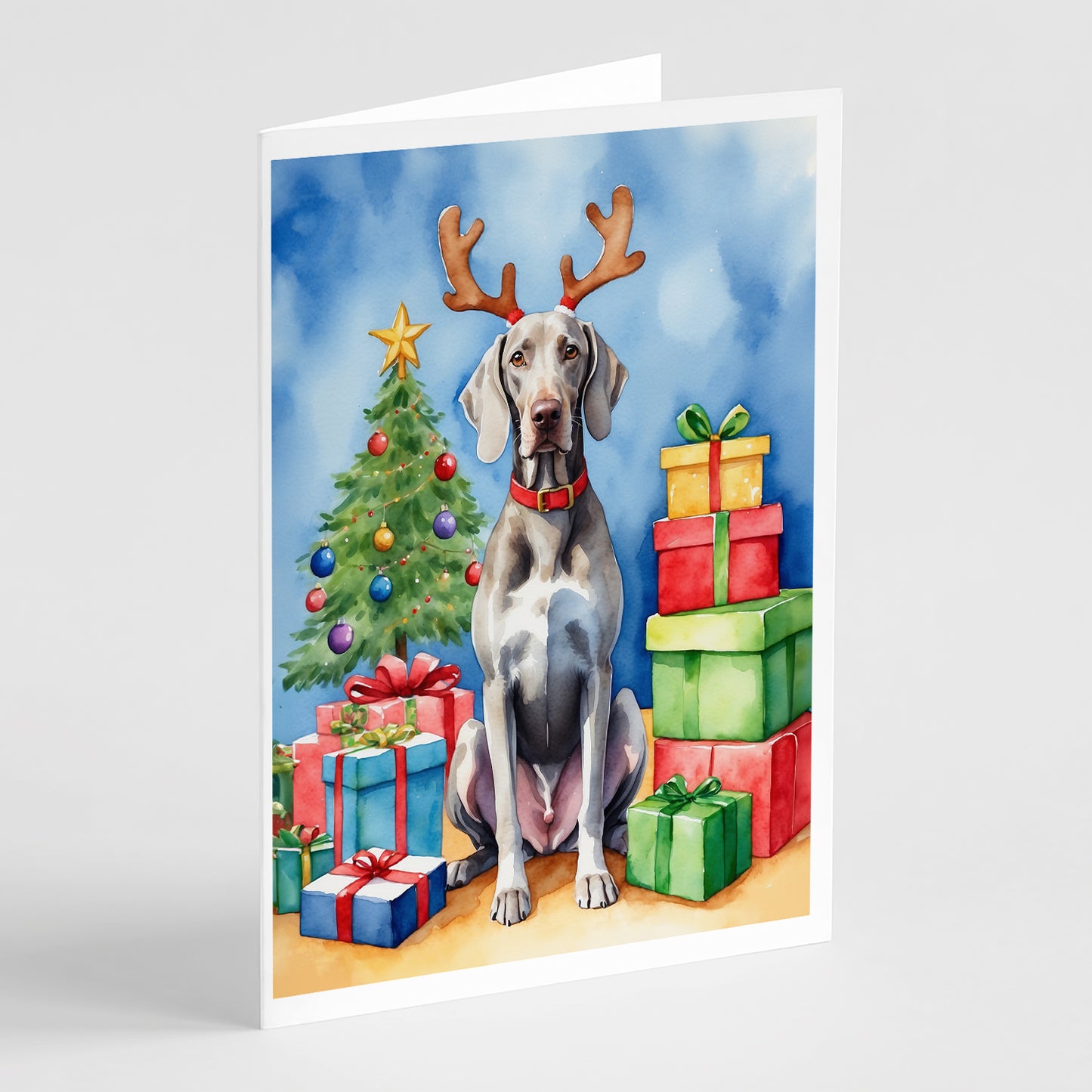 Buy this Weimaraner Christmas Reindeer Greeting Cards Pack of 8