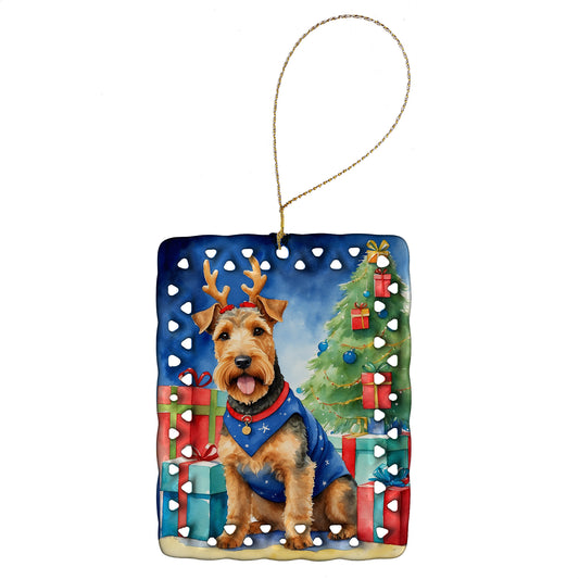 Buy this Welsh Terrier Christmas Reindeer Porcelain Ornament