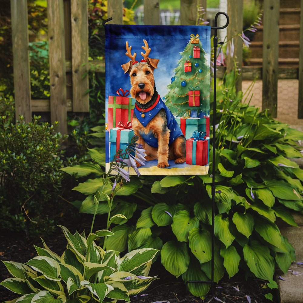 Welsh Terrier Christmas Reindeer Garden Flag