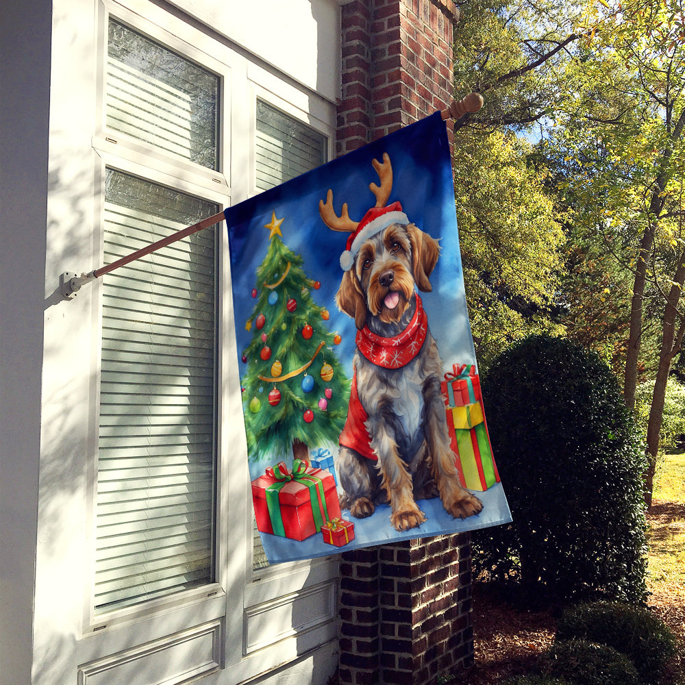 Wirehaired Pointing Griffon Christmas Reindeer House Flag