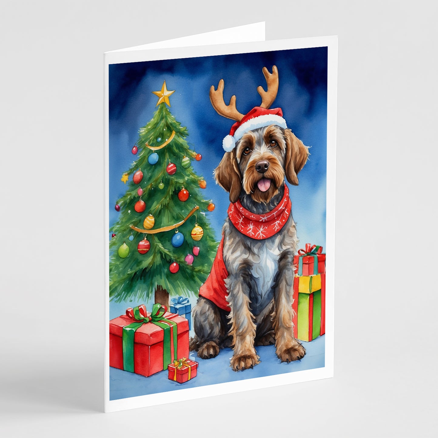 Buy this Wirehaired Pointing Griffon Christmas Reindeer Greeting Cards Pack of 8